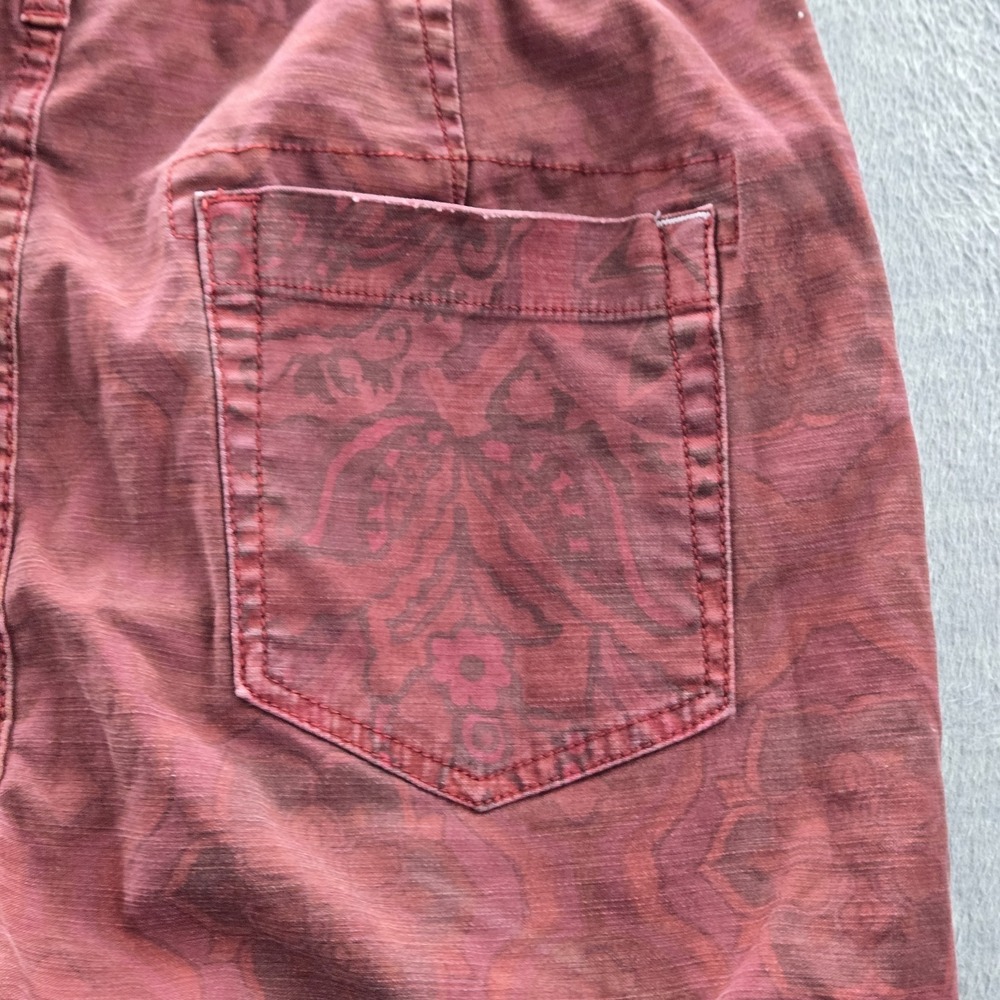 Pilcro Anthropologie Women Pants M Red Floral Trailblazer Jogger Distressed 27" - Picture 16 of 16